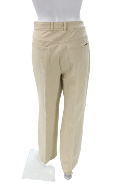 St. John Unisex Dress Pants Beige Cotton Button Size 16