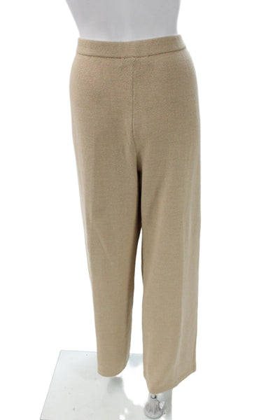 St. John Collection Womens Dress Pants Beige Wool Solid Size 14