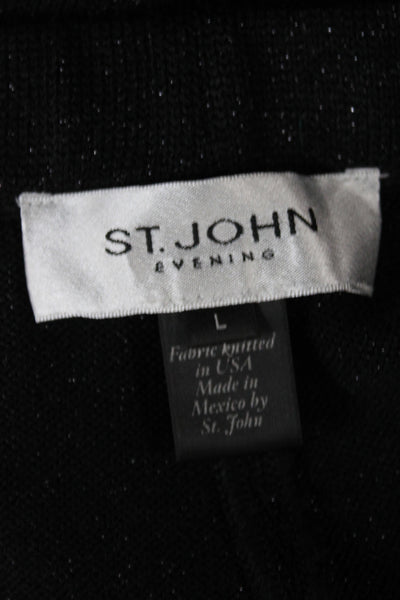 St. John Evening Women Dress Pants Black Cotton Polyester Size L