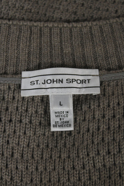 St. John Sport Unisex Henley Sweater Brown Cotton Short Sleeve Size L