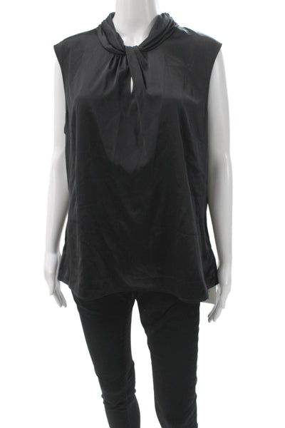 St. John Collection Womens Black Silk High Neck Sleeveless Blouse Size XL