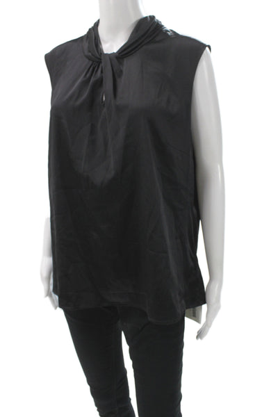 St. John Collection Womens Black Silk High Neck Sleeveless Blouse Size XL