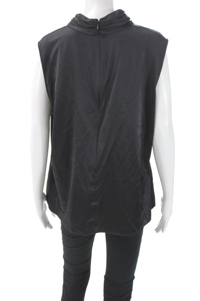 St. John Collection Womens Black Silk High Neck Sleeveless Blouse Size XL