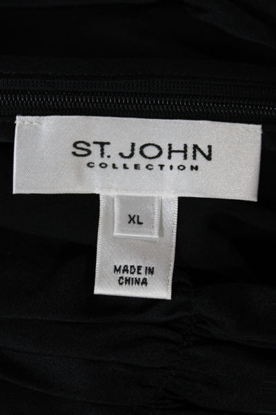 St. John Collection Womens Black Silk High Neck Sleeveless Blouse Size XL
