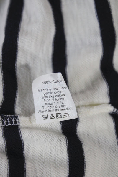 J Crew Women Striped Nautical Jersey T-Shirt White Round Neck 3/4 Sleeve Size L