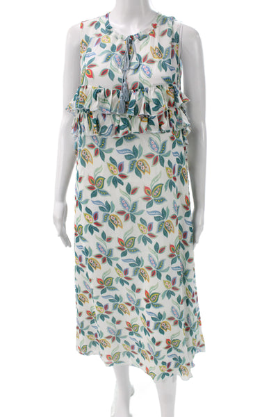 Ottod Ame Women Shift Sundress White Sleeveless Mid-Calf Round Neck Size 42