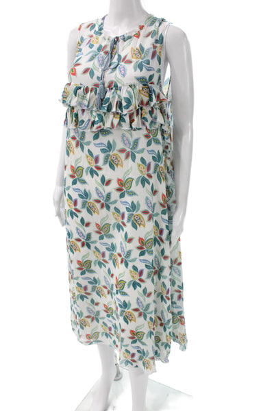 Ottod Ame Women Shift Sundress White Sleeveless Mid-Calf Round Neck Size 42