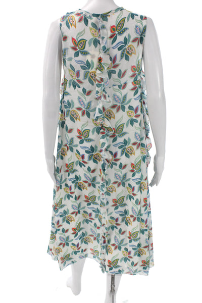 Ottod Ame Women Shift Sundress White Sleeveless Mid-Calf Round Neck Size 42