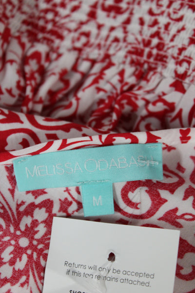 Melissa Odabash Women Kaftan Dress Red Cotton Short Sleeve Size M