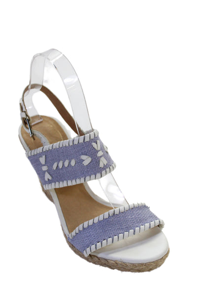Jack Rogers Women's Open Toe Espadrille Wedge Sandals Blue Size 7.5