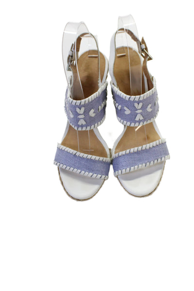 Jack Rogers Women's Open Toe Espadrille Wedge Sandals Blue Size 7.5
