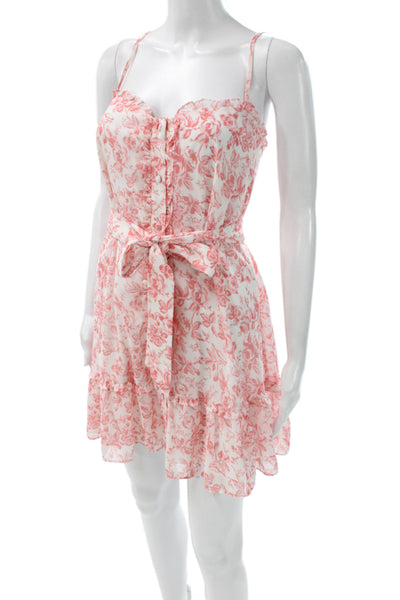 Lovers + Friends Women Mini Sundress Pink Floral Sleeveless Polyester Size S