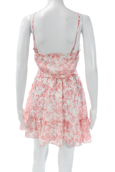 Lovers + Friends Women Mini Sundress Pink Floral Sleeveless Polyester Size S