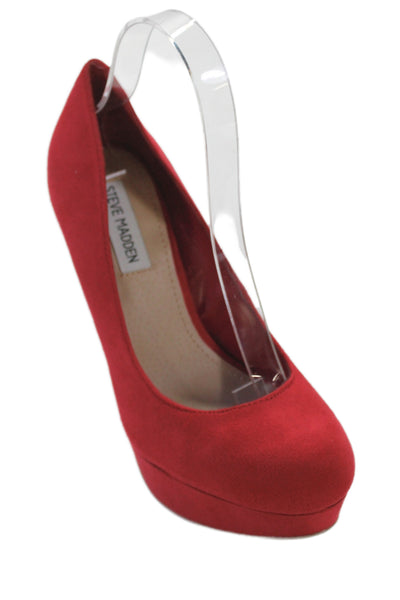 Steve Madden Women's Round Toe Platform Heel Slip-On Stiletto Shoes Red Size 7.5
