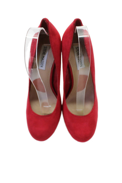 Steve Madden Women's Round Toe Platform Heel Slip-On Stiletto Shoes Red Size 7.5