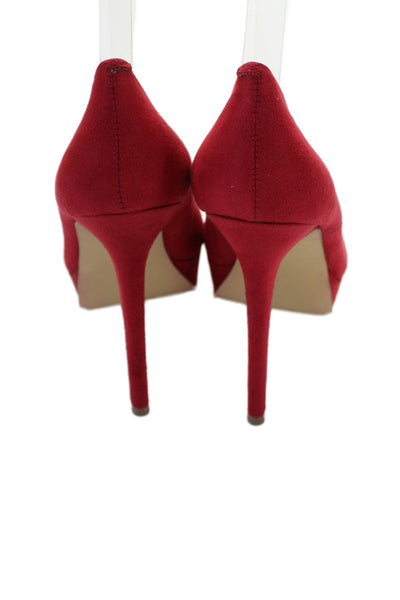 Steve Madden Women's Round Toe Platform Heel Slip-On Stiletto Shoes Red Size 7.5