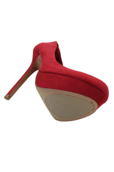 Steve Madden Women's Round Toe Platform Heel Slip-On Stiletto Shoes Red Size 7.5