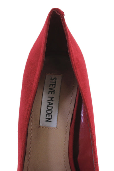 Steve Madden Women's Round Toe Platform Heel Slip-On Stiletto Shoes Red Size 7.5