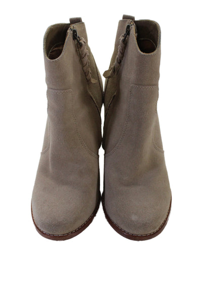 Joie Women's Suede Leather Zip Side Ankle Boots Beige Size 37.5