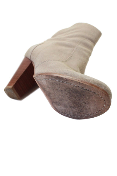 Joie Women's Suede Leather Zip Side Ankle Boots Beige Size 37.5
