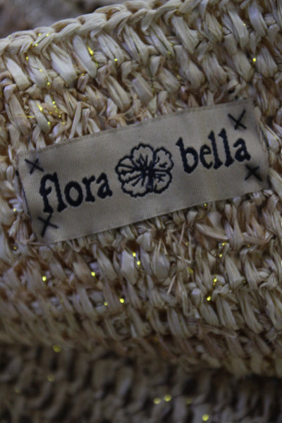 Flora Bella Women's Open Top Handle Straw Tote Handbag Beige