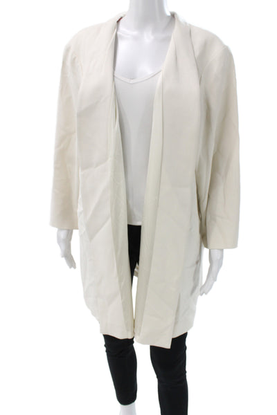 Eileen Fisher Women Coatigan Beige 3/4 Sleeve Tencel Lyocell Size 2X