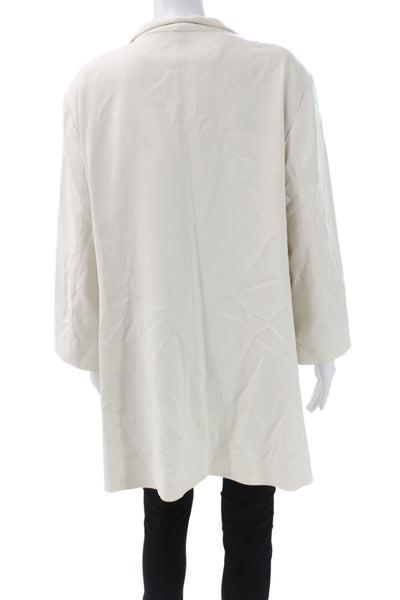 Eileen Fisher Women Coatigan Beige 3/4 Sleeve Tencel Lyocell Size 2X