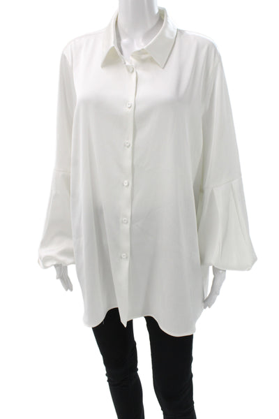 Persona By Marina Rinaldi Women Tunic White Button Up Long Sleeve Size 18