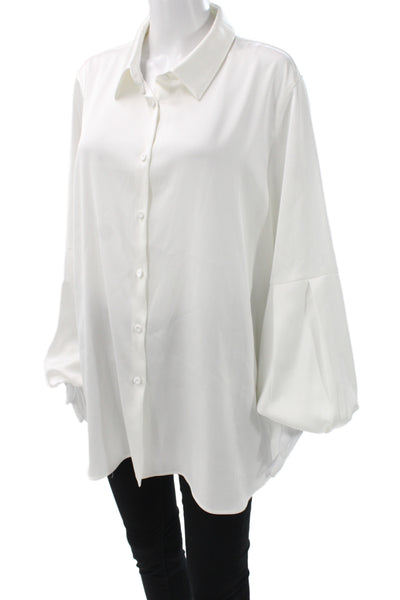 Persona By Marina Rinaldi Women Tunic White Button Up Long Sleeve Size 18