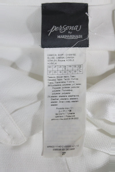 Persona By Marina Rinaldi Women Tunic White Button Up Long Sleeve Size 18