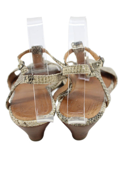 Clarks Womens Wedge Heel Crystal Snakeskin Printed Sandals Brown Size 11M