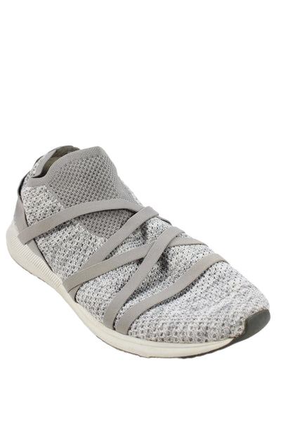 Eileen Fisher Womens Slip On Strappy Knit Running Sneakers Gray White Size 11