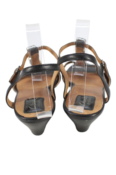 Clarks Womens Wedge Heel Crystal Leather Ankle Strap Sandals Black Size 11M