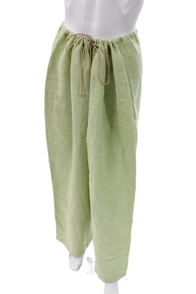 Ellen Tracy Womens Linen Drawstring Pants Green Beach Solid Size XL