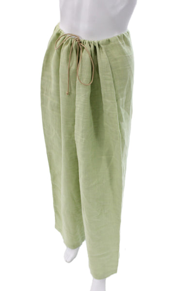 Ellen Tracy Womens Linen Drawstring Pants Green Beach Solid Size XL