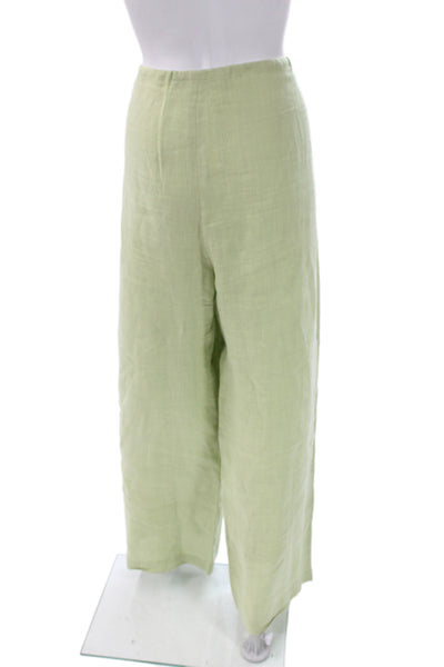 Ellen Tracy Womens Linen Drawstring Pants Green Beach Solid Size XL
