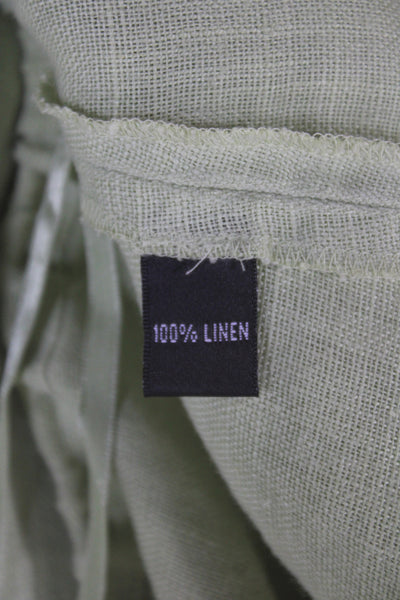 Ellen Tracy Womens Linen Drawstring Pants Green Beach Solid Size XL