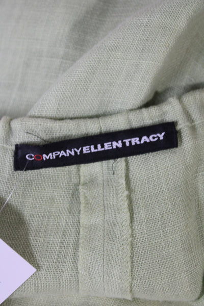 Ellen Tracy Womens Linen Drawstring Pants Green Beach Solid Size XL