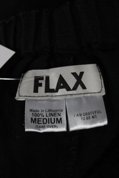 Flax Womens Cropped Black Linen Pants Bohemian Size M