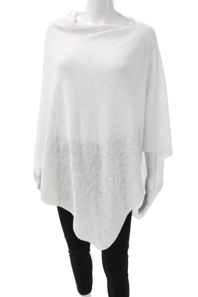 Eileen Fisher Womens Ribbed Knit Lightweight Scarf White Cotton 60"x25"