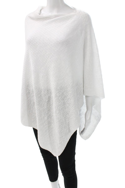 Eileen Fisher Womens Ribbed Knit Lightweight Scarf White Cotton 60"x25"