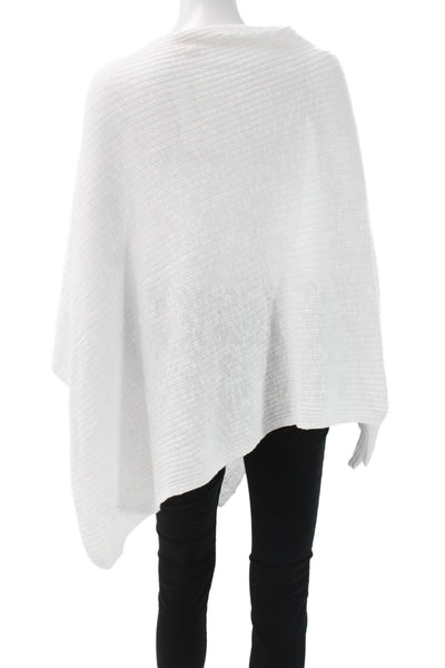 Eileen Fisher Womens Ribbed Knit Lightweight Scarf White Cotton 60"x25"