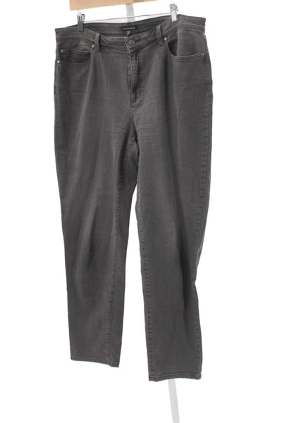 Eileen Fisher Unisex Dark Gray Straight Jeans High Rise Organic Cotton Size 16