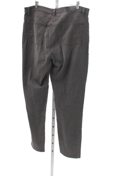 Eileen Fisher Unisex Dark Gray Straight Jeans High Rise Organic Cotton Size 16