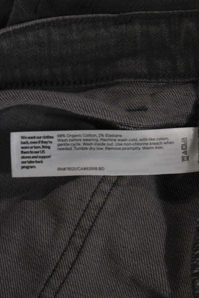 Eileen Fisher Unisex Dark Gray Straight Jeans High Rise Organic Cotton Size 16