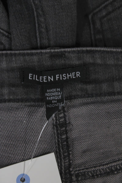 Eileen Fisher Unisex Dark Gray Straight Jeans High Rise Organic Cotton Size 16
