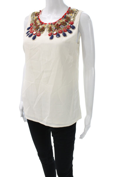 Kate Spade Womens Bohemian White Sleeveless Blouse Size XS