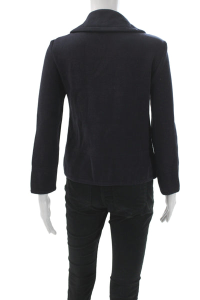 Tory Burch Women Pea Coat Dark Blue Wool Blend Button Long Sleeve Size XS