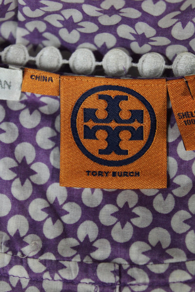 Tory Burch Women Sleeveless Tunic Purple Geometric Viscose Round Neck Size 8