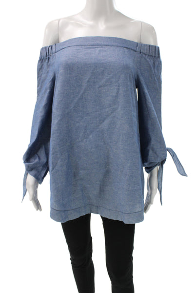 Free People Women Boho Solid Tie Neck Long Sleeve Blouse Tencel Modal Size XS